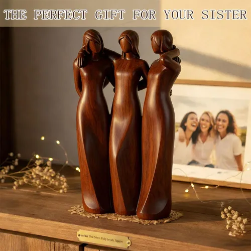 Vista 4 de Figura de resina pintada a mano para hermanas, estatua de la amistad para mujeres, símbolo atemporal de unidad, regalos del día de la amistad