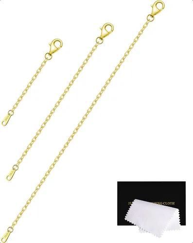 Vista 25 de Extensores de collar para mujer, chapados en oro de 14 quilates, extensores de collar duraderos, cadena de plata de ley 925 para pulsera y Dorado