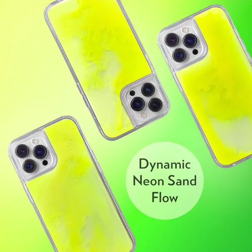 Vista 2 de SteepLab Flowing - Funda líquida de arena neón para iPhone 14 Pro Max (2022, 6.7 pulgadas), protección de cuerpo completo con bisel elevado