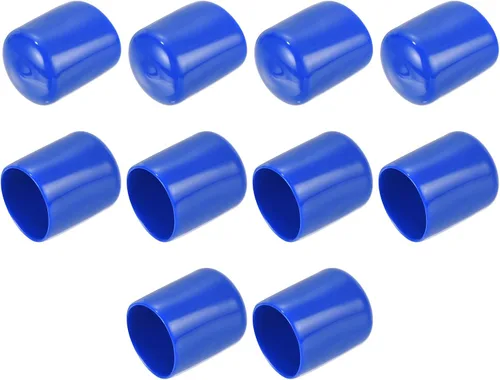 Vista 195 de uxcell 10 tapas de goma para extremos de 0.591 in de identificación, tapa de extremo redondo, protectores de rosca de tornillo, color negro