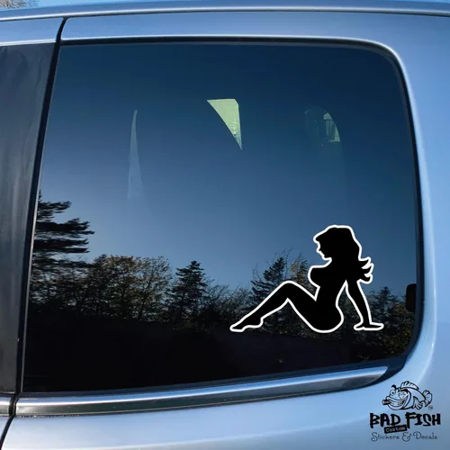 Vista 5 de Paquete de 2 calcomanías sexy para automóvil de niña, divertidas y bonitas, vinilo permanente brillante de alta calidad, impermeable (negro, 1)