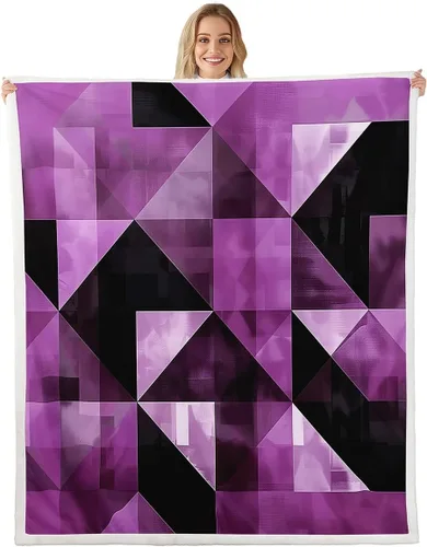 Vista 22 de Erosebridal Black Blue Triangles Square Fleece Throw Blanket 40"x50" - Ultra-Soft for Couch Sofa Bed,3D Geometric Pattern Sherpa Blanket,Abstract