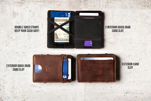 Vista 3 de Personalized Distressed Leather Flip Wallet by Left Coast Original