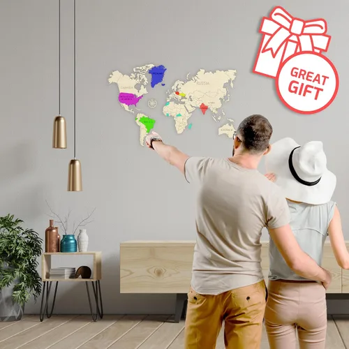Vista 8 de WOODEN.CITY Decoración de pared de madera con mapa del mundo M - Places I've Been Map of the World Wall Art - Hecho en la UE