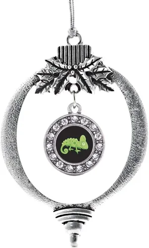 Vista 25 de Inspired Silver - Adorno con dije de cara de carlino - Adornos navideños de círculo de plata con joyas de circonita cúbica