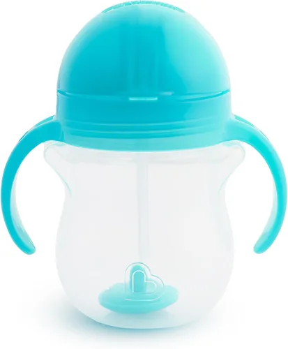 Vista 4 de Munchkin Any Angle Vaso Sippy para Niños Pequeños, Vaso con Pajita Lastrada a Prueba de Derrames con Asas de Transición para Bebés de 6 Meses en Azul