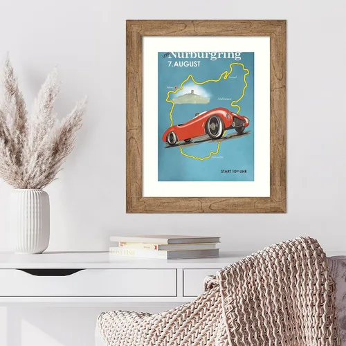 Vista 4 de Amanti Art Impresión artística enmarcada para pared, 24 x 20 pulgadas, Nurburgring Motorcycle Racing por Mark Rogan, arte de pared deportivo