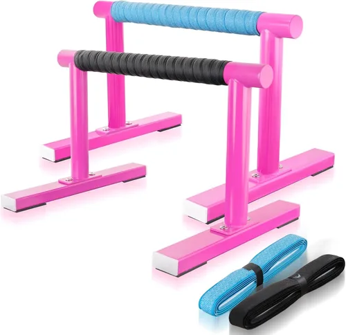 Vista 10 de Paraletas de entrenamiento de fuerza, barras de empuje I-Sit, asas de flexiones, equipo de calistenia para entrenamiento en casa, barras de gimnasia