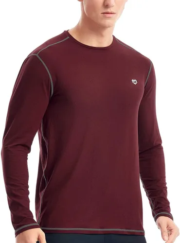Vista 3 de Zengjo Camiseta de capa base para hombre, manga larga, atlética, para correr, ligera