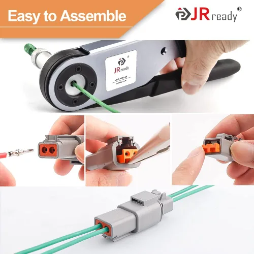 Vista 4 de JRready ST6138 Kit de conectores DTP de 2 pines, DTP 12 calibre 14 conector impermeable con tamaño 12 contacto sólido 12-14 AWG, 2