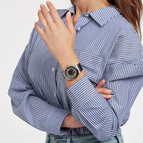 Vista 4 de Swatch Reloj unisex SISTEM THROUGH AGAIN (Modelo YIS431), Gris, Correa
