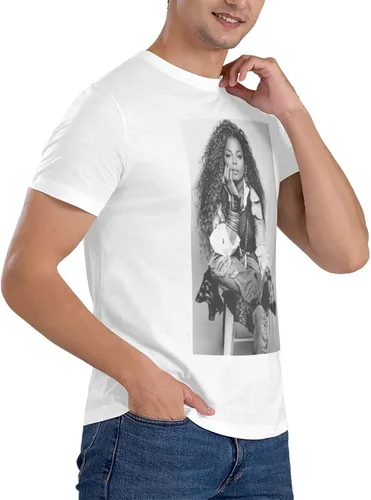 Vista 5 de Janet Music Jackson - Camiseta básica de manga corta para hombre, color negro