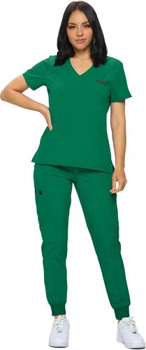 Vista 3 de Conjunto de ropa quirúrgica elástica para mujer en pantalones regulares y pequeños con parte superior para mujer