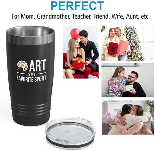 Vista 5 de Art Gift Black Edition Vaso 20oz - El arte es mi deporte favorito - Pintores escultura Artistas artesanía arte Regalos expertise paleta ingenio