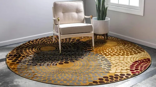 Vista 3 de Unique Loom Barista Collection - Alfombra moderna a cuadros, contemporánea, multicapas, Algodón, Beige/Negro