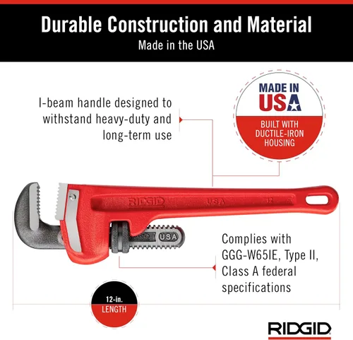 Vista 16 de RIDGID 31010 - Llave de tubería recta modelo 10 resistente, llave de fontanería de 10 pulgadas, color rojo, negro, 9.843 in (10 pulgadas)