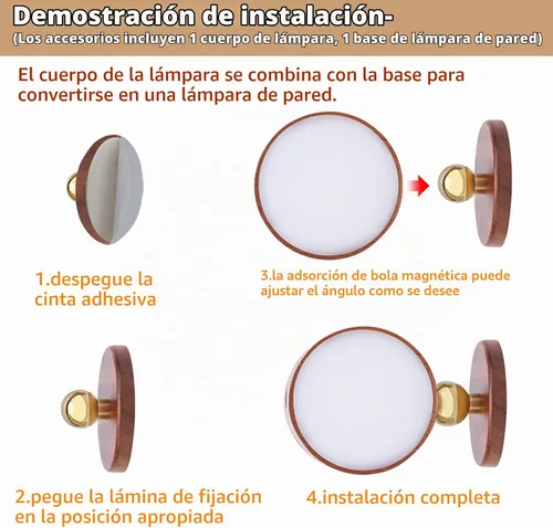 Vista 9 de LANDGOO Wood Wall Sconce Bedside Lamp,Rechargeable, Night Lights, Sapele