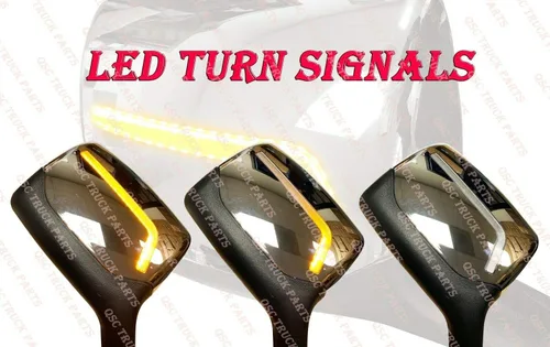 Vista 5 de QSC Truck Parts Performance - Juego de cubiertas de espejo de puerta de espejos cromados LED para Kenworth T680