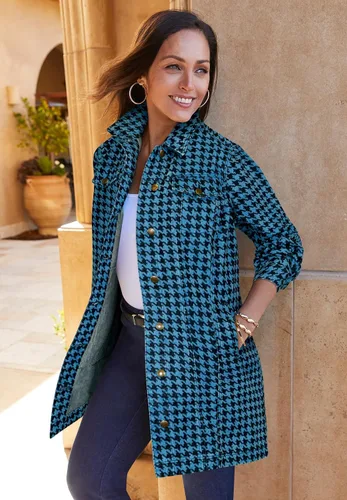 Vista 5 de Jessica London Chaqueta de mezclilla larga para mujer, talla grande, estilo túnica, Amarillo Sunset