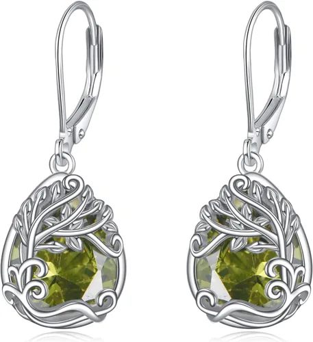 Vista 126 de Aretes colgantes con forma de lágrima de filigrana de piedra lunar de plata de ley 925 con cierre de palanca para mujer, regalos de joyería