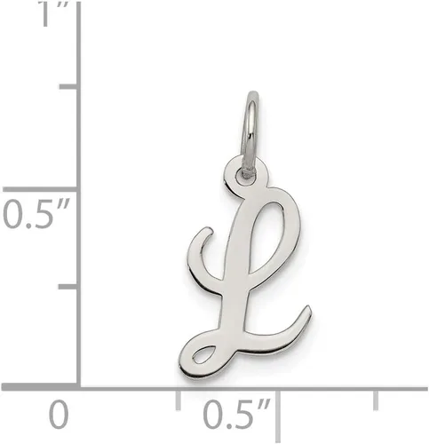 Vista 3 de Colgante de plata de ley 925 maciza con letra inicial L alfabeto colgante de 0.630 in, Metal, No es una piedra preciosa