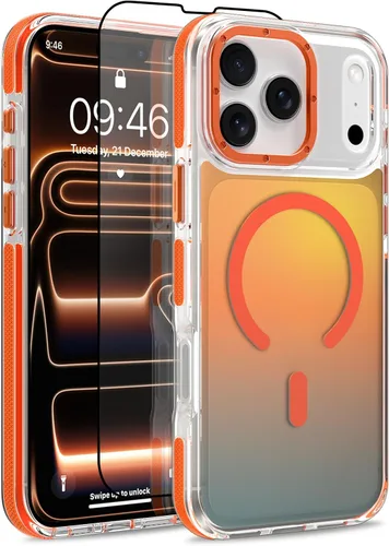 Vista 270 de Funda magnética para Google Pixel 10 Pro XL [compatible con Magsafe] [bonito diseño fluorescente de moda] a prueba de golpes, delgada, translúcida