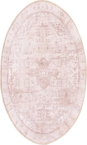 Vista 2 de Unique Loom Timeless Collection - Alfombra de área - Peter (2' x 3' 1" ovalada, beige/marfil)