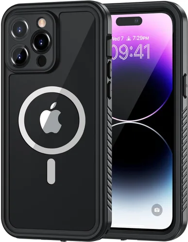 Vista 30 de Lanhiem Funda para iPhone 14, impermeable IP68 a prueba de polvo con protector de pantalla integrado, resistente a prueba de golpes de cuerpo Negro