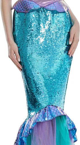 Vista 2 de ReneeCho Disfraz de sirena para mujer vestido de cola de sirena de Halloween disfraz de adulto