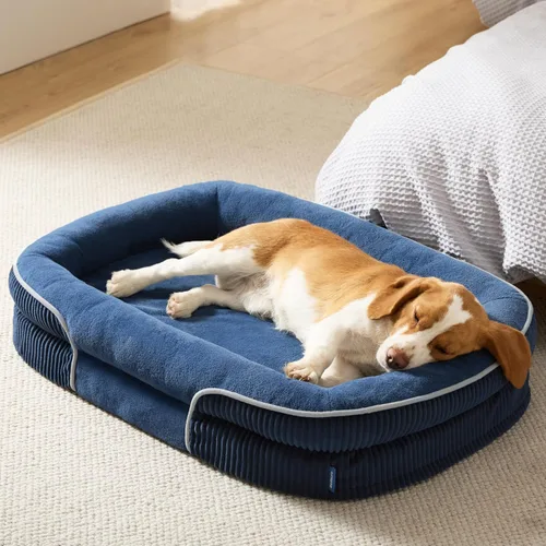 Vista 28 de Bedsure Camas ortopédicas para perros con cojín ovalado de 360 °, perro de Carbón
