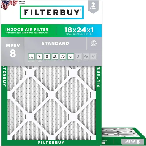 Vista 72 de Filterbuy Filtro de aire MERV 8 de 8 x 14 x 1 pulgadas para defensa contra el polvo y las alergias (paquete de 2), filtros electrostáticos plisados