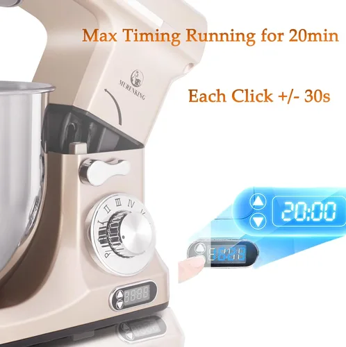 Vista 2 de Professional - Mezclador MK37A 500W, recipiente 5-Qt, 6 velocidades, con cabezal inclinado, máquina eléctrica para mezclar alimentos, Champán
