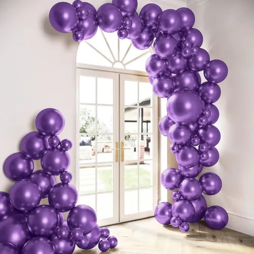 Vista 24 de HOUSE OF PARTY Globos azules metálicos: guirnalda de globos azules, globos metálicos azules de 5/12/18 pulgadas para decoraciones de graduación