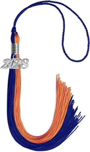 Vista 285 de Endea Graduation Borla de doble color con gota de fecha plateada (negro/oro antiguo, 2025)
