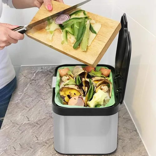 Vista 3 de Contenedor de compostaje para encimera, cubo de compost interior sellado, contenedor de residuos de alimentos, contenedor de compost de cocina