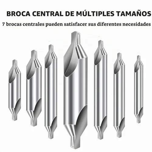 Vista 5 de Aleric Juego de brocas centrales – Broca central de acero de alta velocidad herramientas avellanadas para torno metalúrgico, 7 piezas de taladro