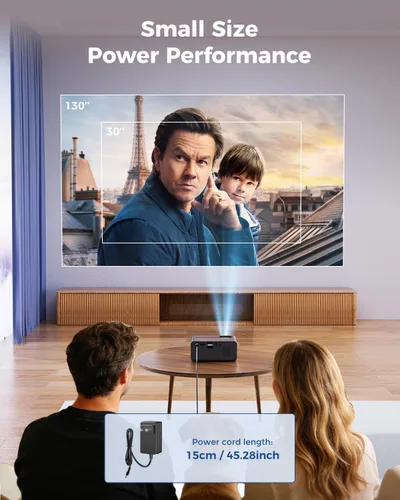 Vista 6 de CiBest Mini proyector, proyector de video de soporte Full HD 1080P mejorado, proyector de película pequeña portátil, compatible con Mini negro