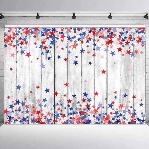 Vista 9 de LB Telón de fondo para el Día de los Veteranos de 5 x 3 pies, Día de los Caídos americanos, para fotografía, pancarta patriótica roja, blanca y Azul