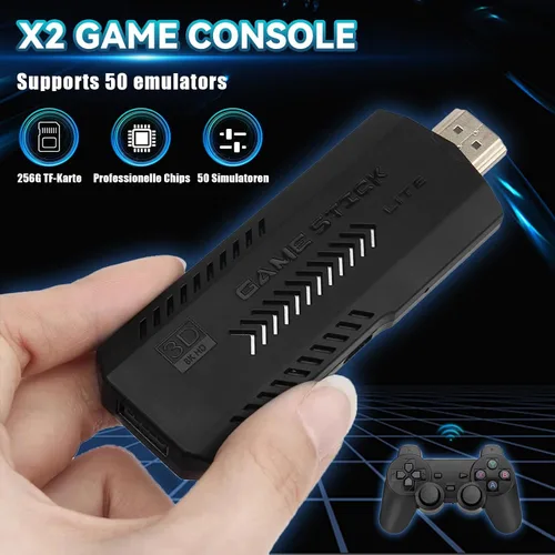 Vista 5 de X2 Plus Retro Gaming Console 256G Compatible 50+ Emulators 4K HD Video Game Stick Plug&Play With Two Wireless Controller