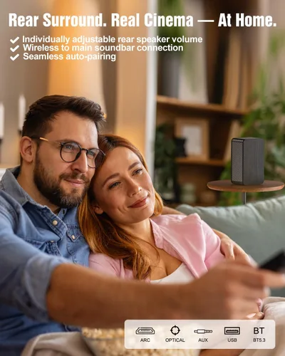 Vista 4 de Barra de sonido de 5.1.2 canales para Smart TV, 4 altavoces envolventes, sistema de sonido envolvente virtual con cable, potencia máxima de 400 W