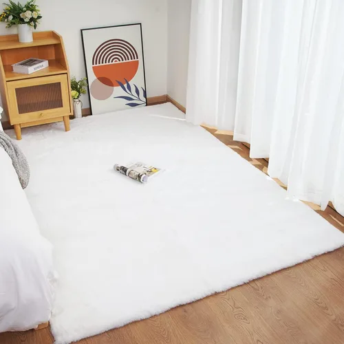 Vista 83 de Ghouse Alfombra ultrasuave de pelo sintético de conejo 2x3, alfombras lavables a máquina para dormitorio, alfombras esponjosas para sala de estar