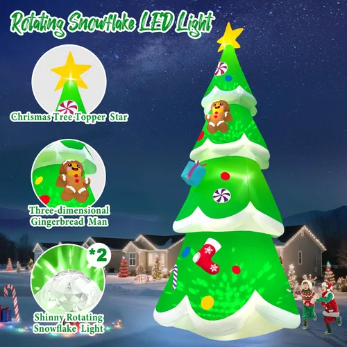Vista 3 de Kalolary Árbol de Navidad inflable de 20 pies con luz LED, inflable gigante para exteriores, decoración al aire libre para fiestas, patio, césped