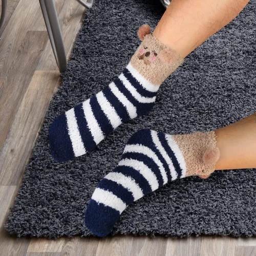 Vista 8 de Calcetines mullidos para hombre, unisex, lindos animales, acogedores, divertidos, esponjosos, cálidos, de invierno, de felpa, para dormir, regalos