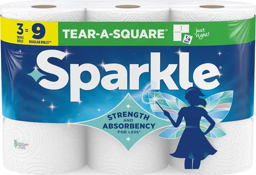 Vista 16 de Sparkle Tear-A-Square - Toallas de papel cuadradas, 2 rollos dobles (220 hojas en total), toallas fuertes de 2 capas para limpieza de cocina