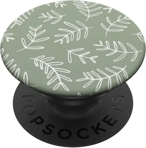 Vista 7 de PopSockets MagSafe PopGrip con patrón floral verde oliva para iPhone