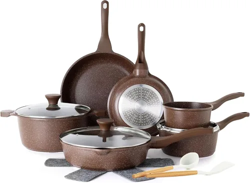 Vista 11 de SENSARTE Juego de utensilios de cocina de cerámica antiadherente de 16 piezas, juego de ollas y sartenes saludables, juego de cocina no tóxico