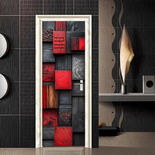 Vista 17 de Adhesivos 3D para puerta, murales para despegar y pegar, puerta de madera, papel tapiz autoadhesivo, extraíble, PVC, impermeable, póster para Puerta