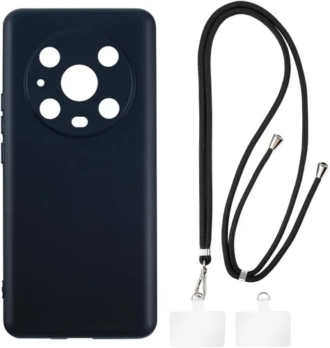 Vista 9 de Funda y cordón para Honor Magic 4 Pro - transparente+negro Funda transparente + cordón negro
