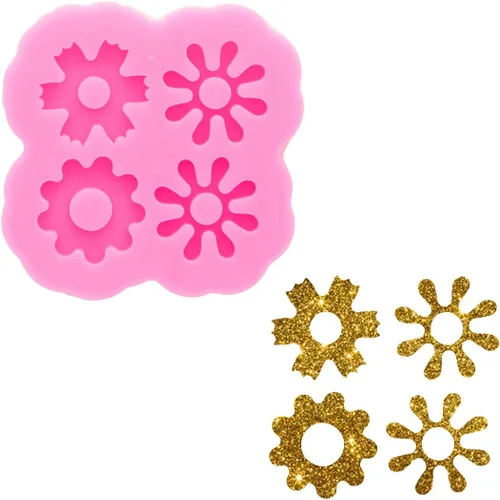 Vista 17 de Mini aretes de forma cuadrada y circular superbrillantes, molde de silicona, molde de resina, llavero de bricolaje, moldes epoxi, fabricación