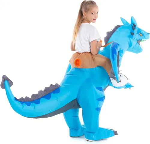Vista 3 de HSCTEK Disfraz inflable de dragón para niños y niñas